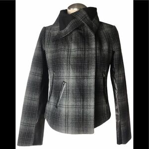 MODA INTERNATIONAL Wool Blend Faux Leather XS